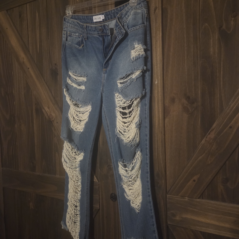 Ripped Blue Denim Jeans